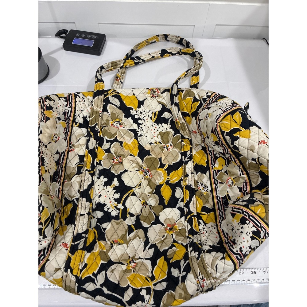 Vera Bradley Retired Dogwood Quilted Large Duffel Bag Yellow Floral Travel
